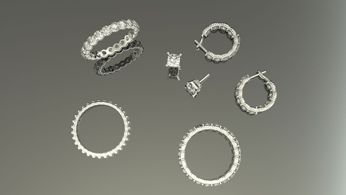 High quality image of a collection of diamond jewellery designed by Kavenga Jewellery for the Bati Collection, a collection inspired by Fijian Bati warriors