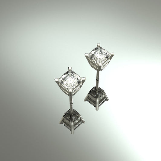 Asscher-cut Diamond Studs (Pair), Bati Collection